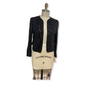 0516 Juicy Couture black sequin open jacket S